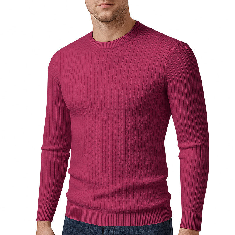 Herren Pullover Feinstrick Strukturiert Zopfmuster Elegант
