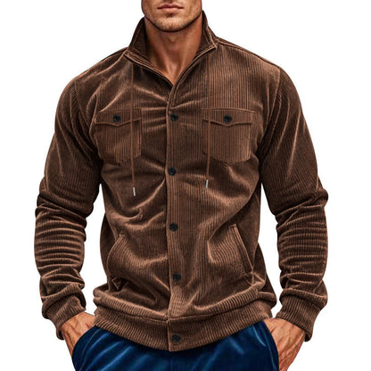 Herren Cordjacke Praktisch Mit Brusttaschen Grün