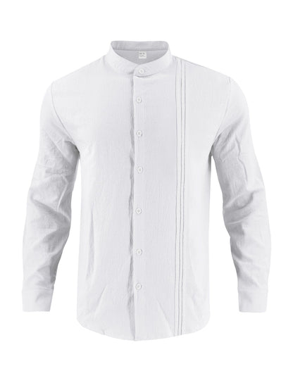 Herren Hemd Langarm Stehkragen Modern Elegant