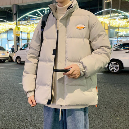 Herren Steppjacke Verstellbare Kapuze Warm Geplüsst