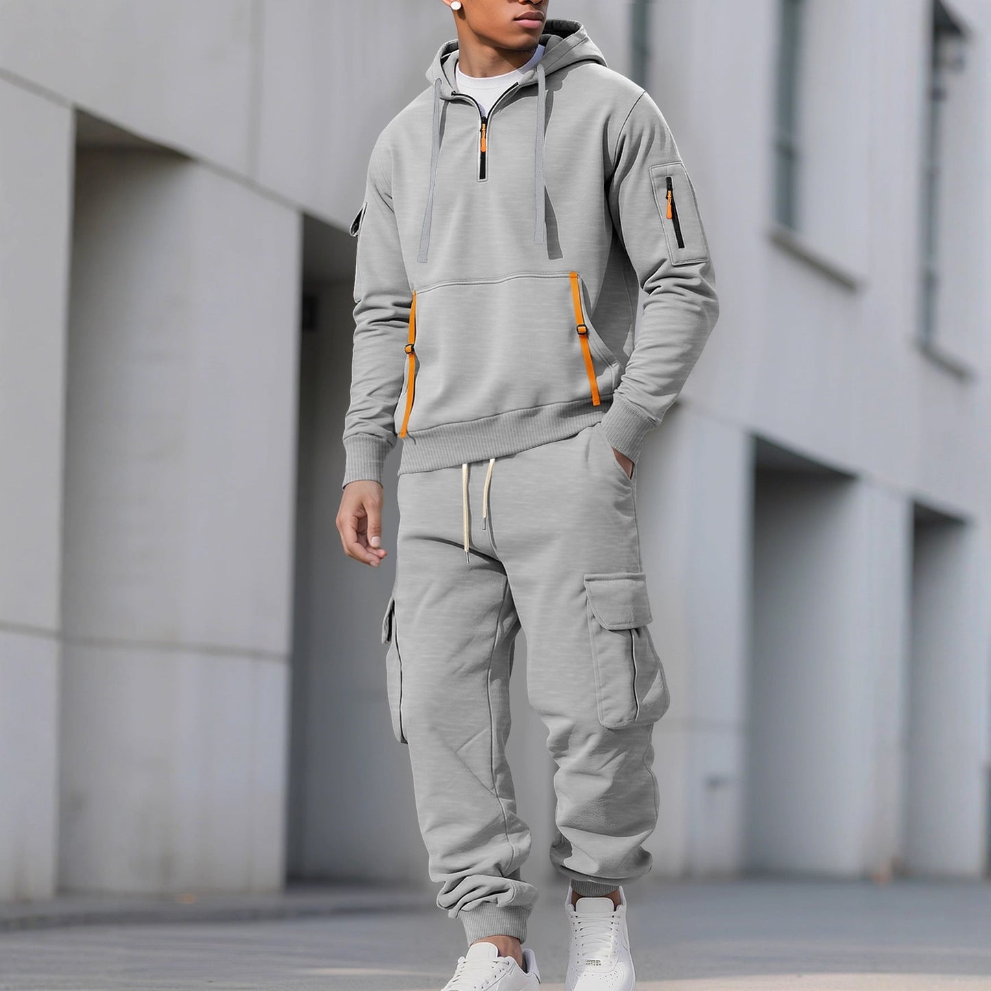 Herren Sportanzug Kapuze Taschen Funktionell Modern