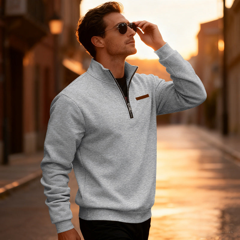 Herren Sportpullover Halbhoch Reißverschluss Modern