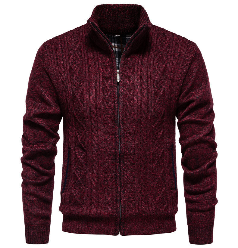 Herren Strickjacke Warm Highneck Reißverschluss