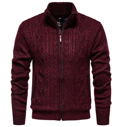Herren Strickjacke Warm Highneck Reißverschluss