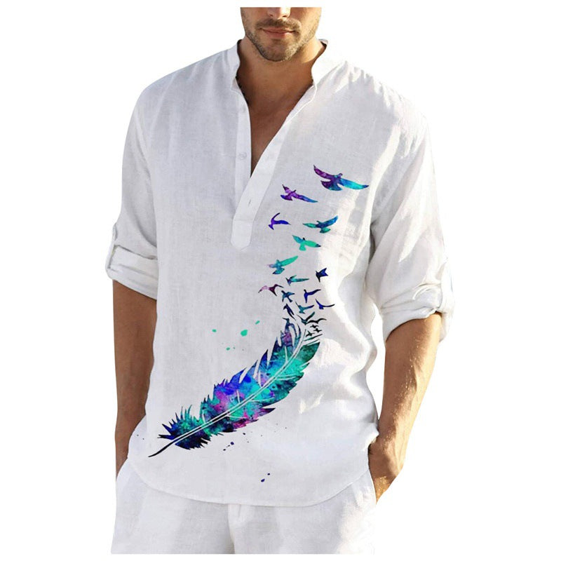 Herren Leinenhemd mit trendigem Druck Berlin Style
