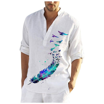Herren Leinenhemd mit trendigem Druck Berlin Style