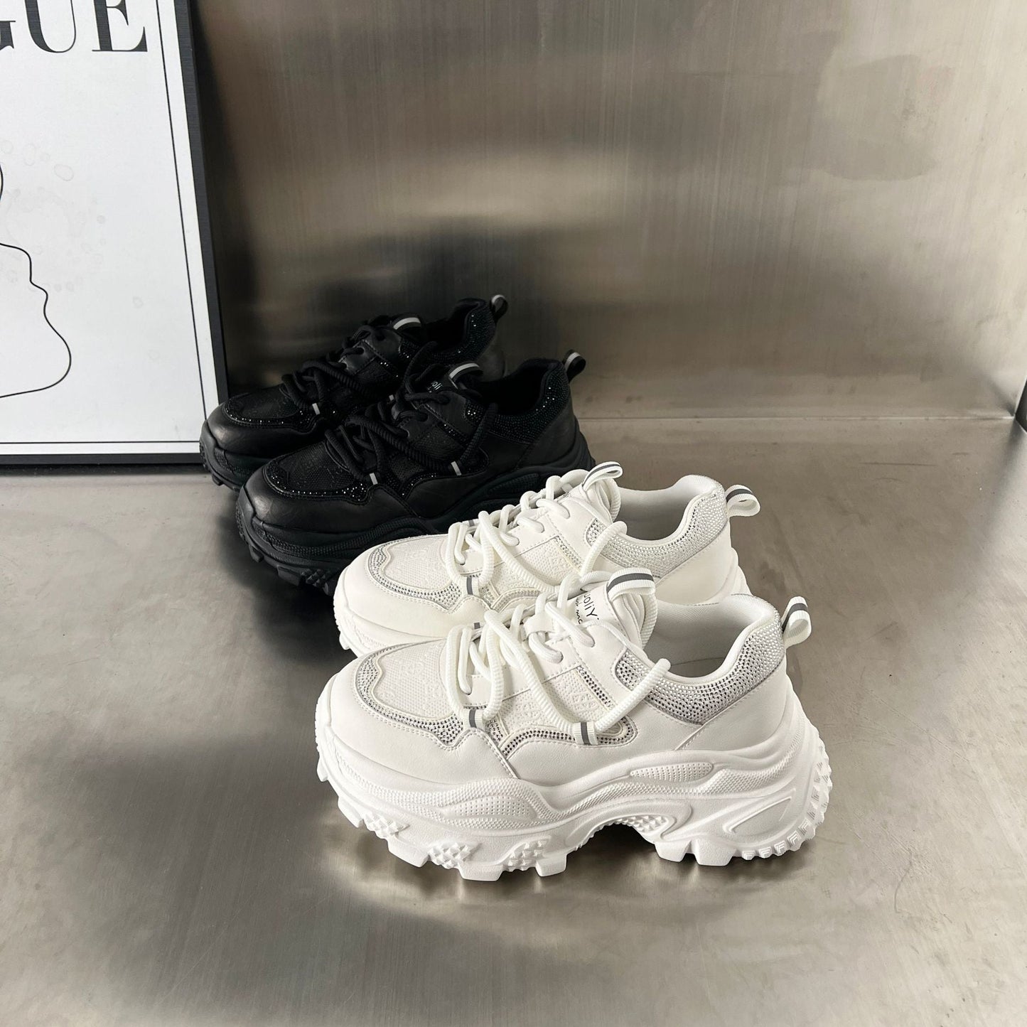 Damen Sneaker Sportlich Chunky atmungsaktiv Rutschfest