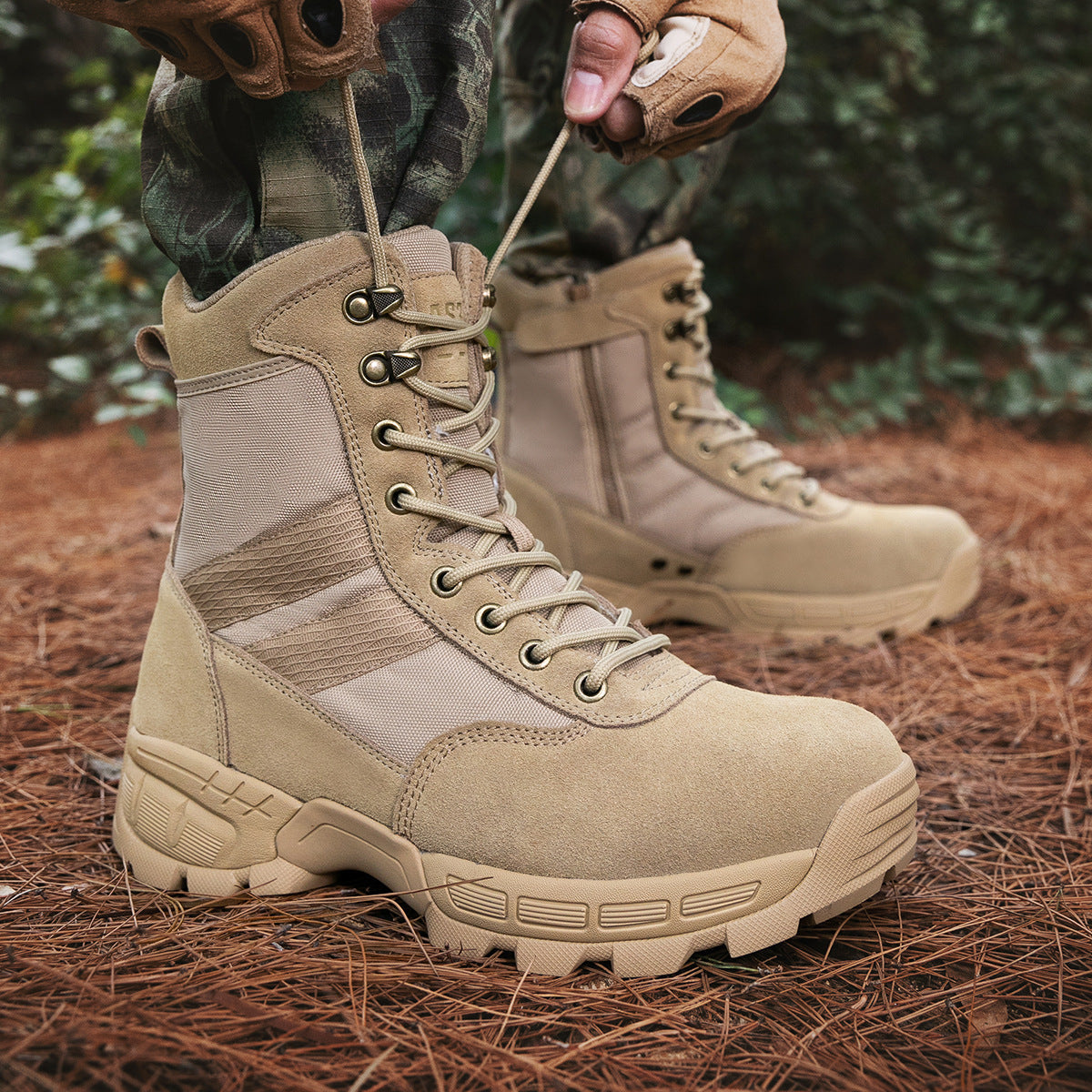 Herren Stiefel Rutschfest Atmungsaktiv Outdoor Schwarz