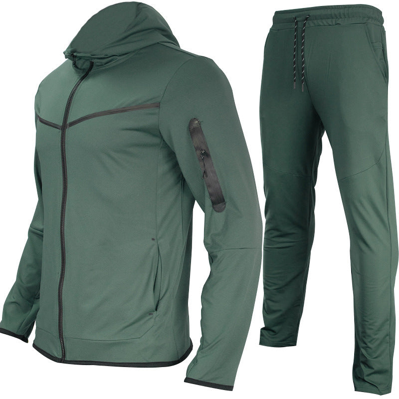Herren Outdoor Set Kapuzenjacke Jogginghose Sportlich Funktionell