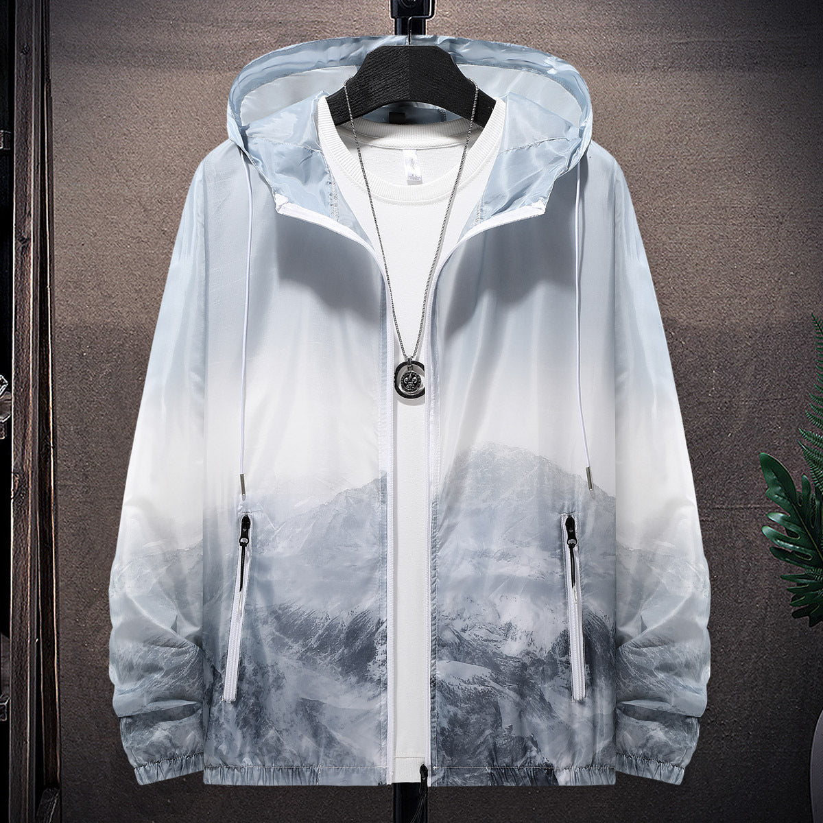 Wasserfeste Herrenjacke Leicht Reflektierend Kapuze Einstellbar