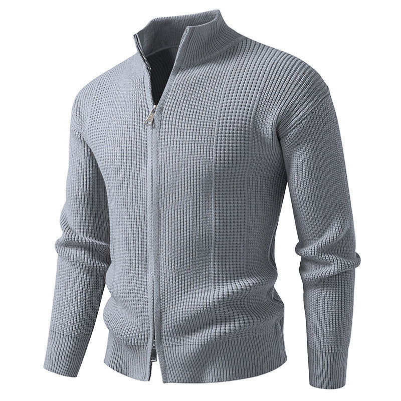 Herren Strickjacke Hochkragen Modern mit Reißverschluss
