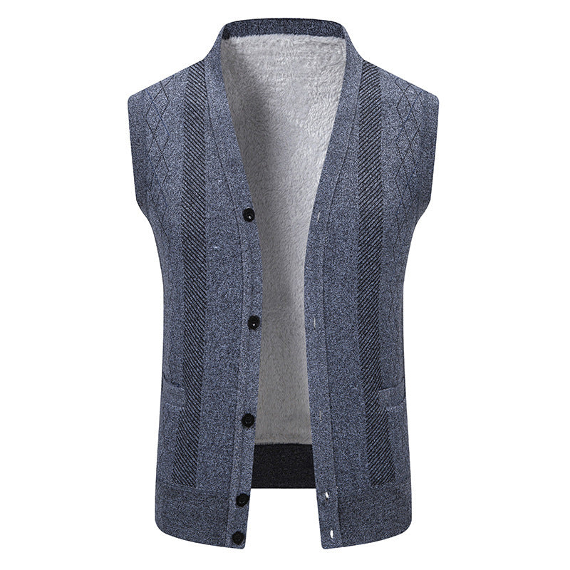 Herren Strickjacke Klassisch V-Ausschnitt Zopfmuster
