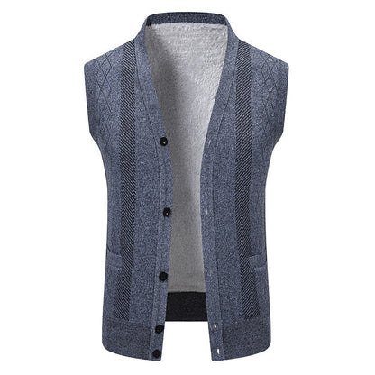 Herren Strickjacke Klassisch V-Ausschnitt Zopfmuster