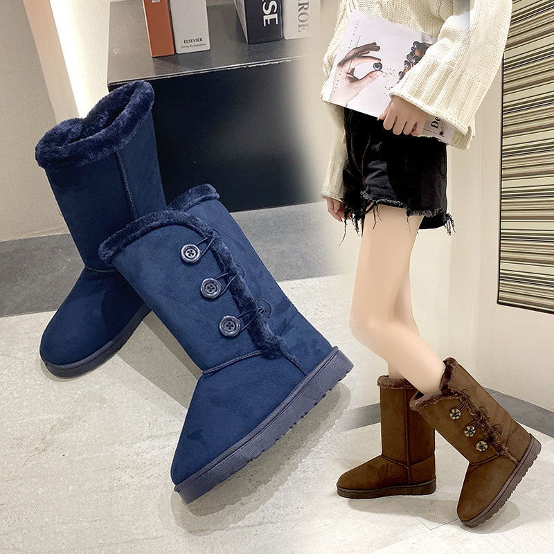 Damen Kurzstiefel mit Kunstfell und Knöpfen Winter - BerlinGlamour