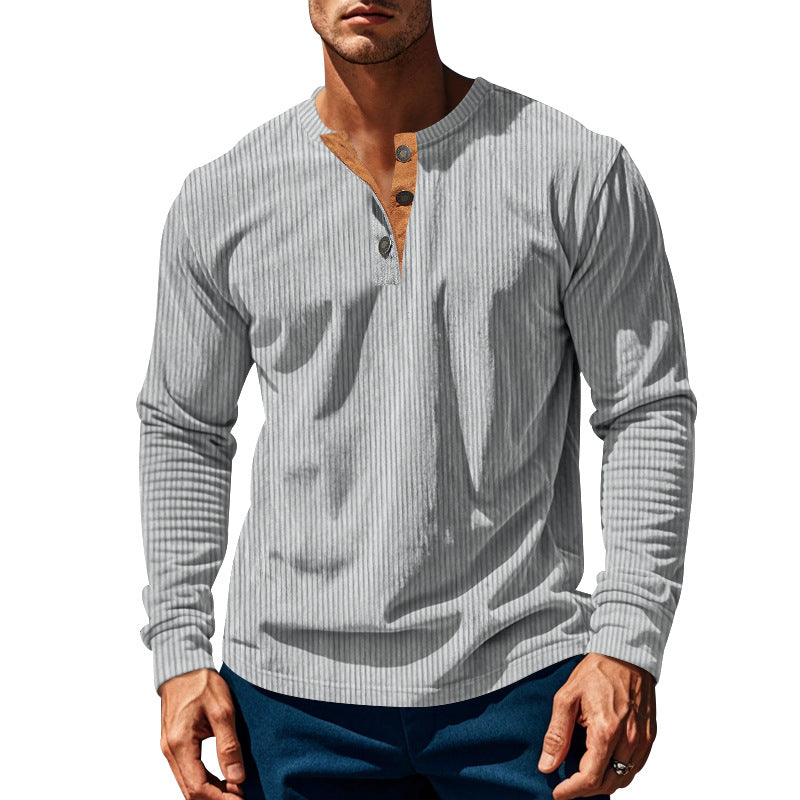 Herren Langarmshirt Schnurlos Berlin Style Moderne Knöpfe