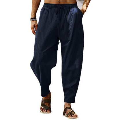 Herren Leinenhose Bequem Luftig Freizeitschnitt