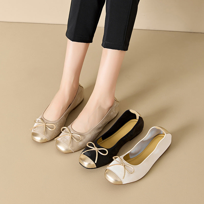 Damen Ballerinas Elegante Schleifen Detail Luxus Qualität - BerlinGlamour