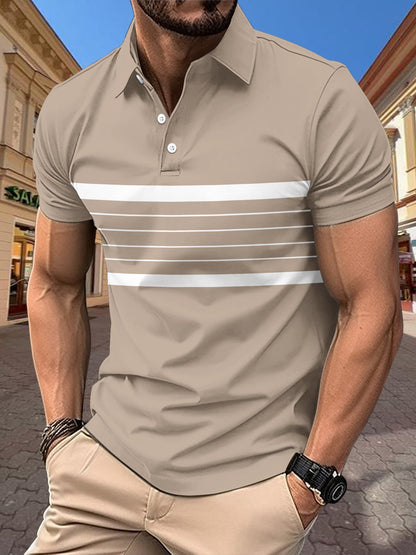 Herren Poloshirt Sportlich mit Horizontalstreifen Modern