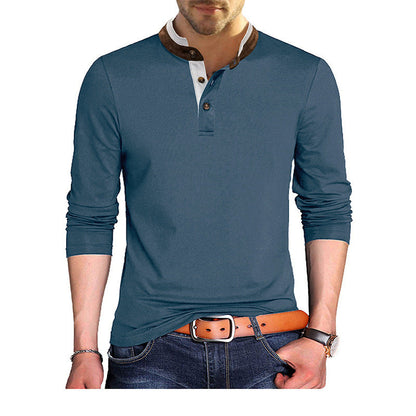 Herren Langarmshirt Henley Kragen Modern
