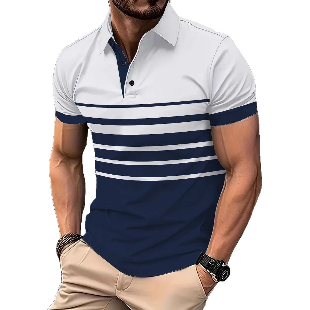 Herren Poloshirt Streifenmuster Modern Slimfit