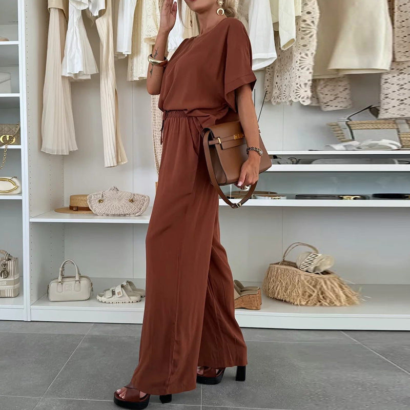 Damen Jumpsuit Weites Bein Elegant Mit Taillenbetonung