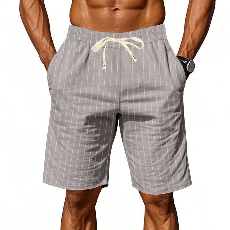Herren Shorts mit Streifenmuster Elastisch Kordelzug Sommer