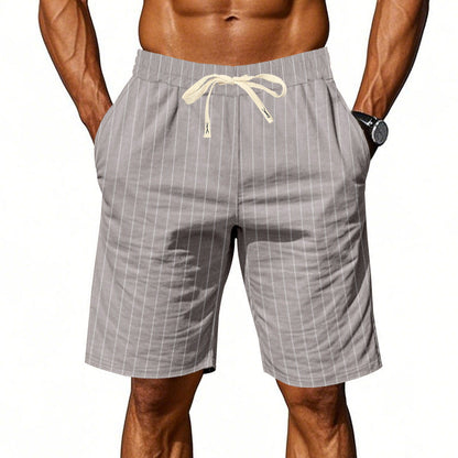 Herren Shorts mit Streifenmuster Elastisch Kordelzug Sommer
