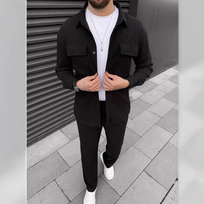 Herren Freizeithose Mit Hemd Modern Style