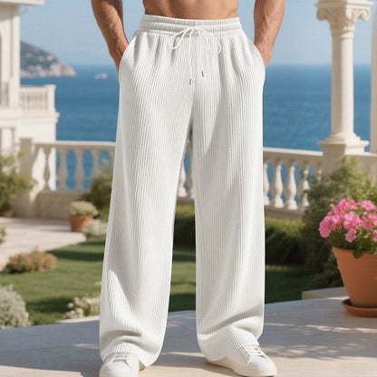 Herren Freizeithose mit Faltenwurf Elegant Schwarz