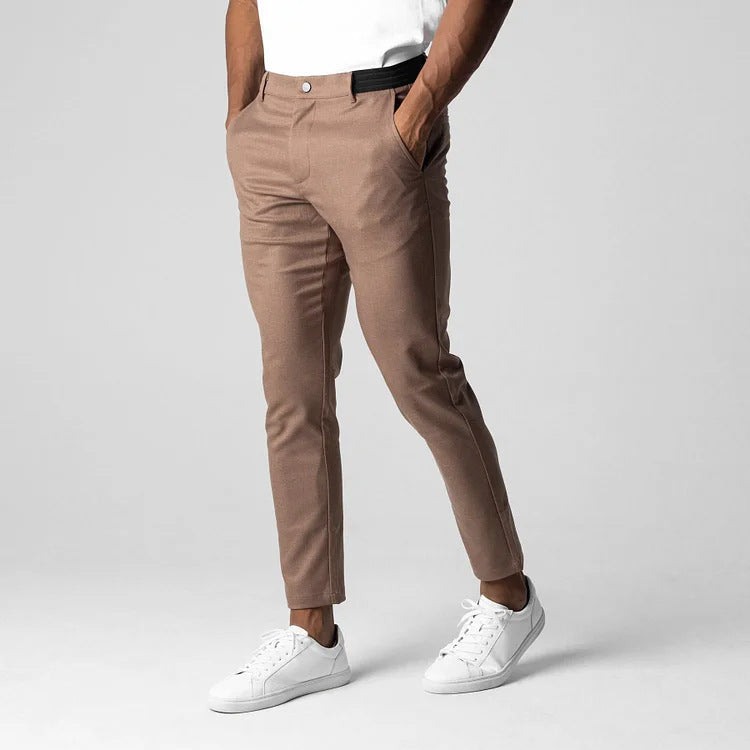 Herren Slim Fit Hose Elastisch Chinostil