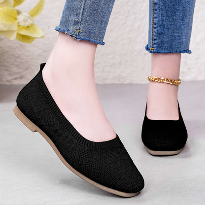Damen Ballerinas Atmungsaktiv Strick Bequem Elegant