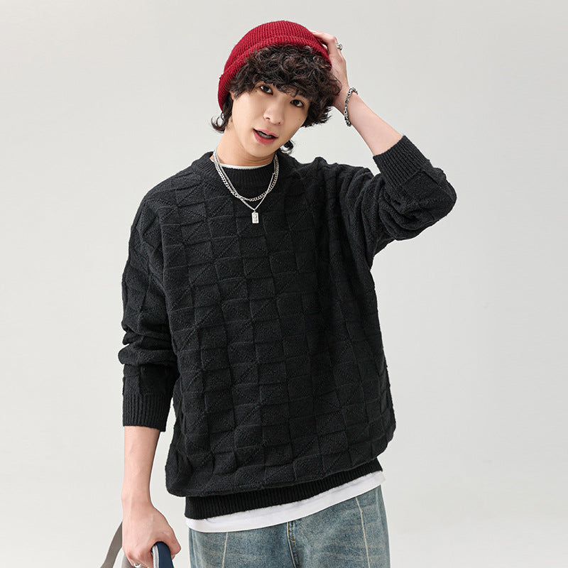 Herren Pullover Struktur Oberfläche Modern Schwarz