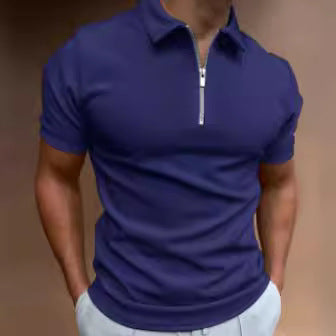Herren Poloshirt Modern Stehkragen Reißverschluss Slim Fit