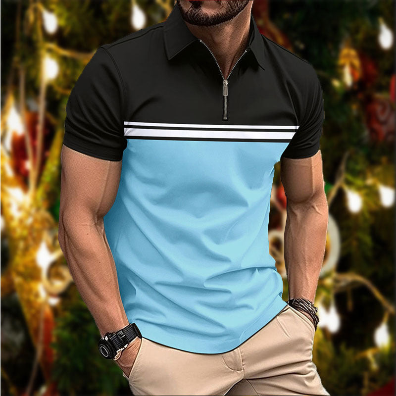 Herren Poloshirt Sportlich Kurzarm Streifen Modern
