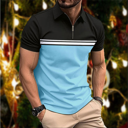 Herren Poloshirt Sportlich Kurzarm Streifen Modern