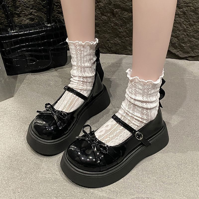 Damen Plateau-Schuhe Glänzend Schick Frauen Schuhe Heidi Stil