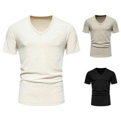 Herren Shirt V-Ausschnitt Strukturiert Modern