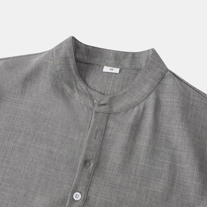 Herren Hemd Kurzarm Modern Henley Ausschnitt Relaxed Fit