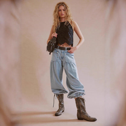 Damen Hose Cargo Bequem Weite Passform