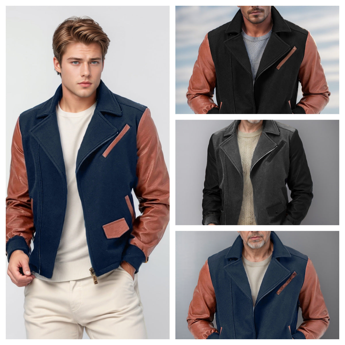 Herren Fleecejacke Mit Lederakzenten Modern Sportlich - BerlinGlamour