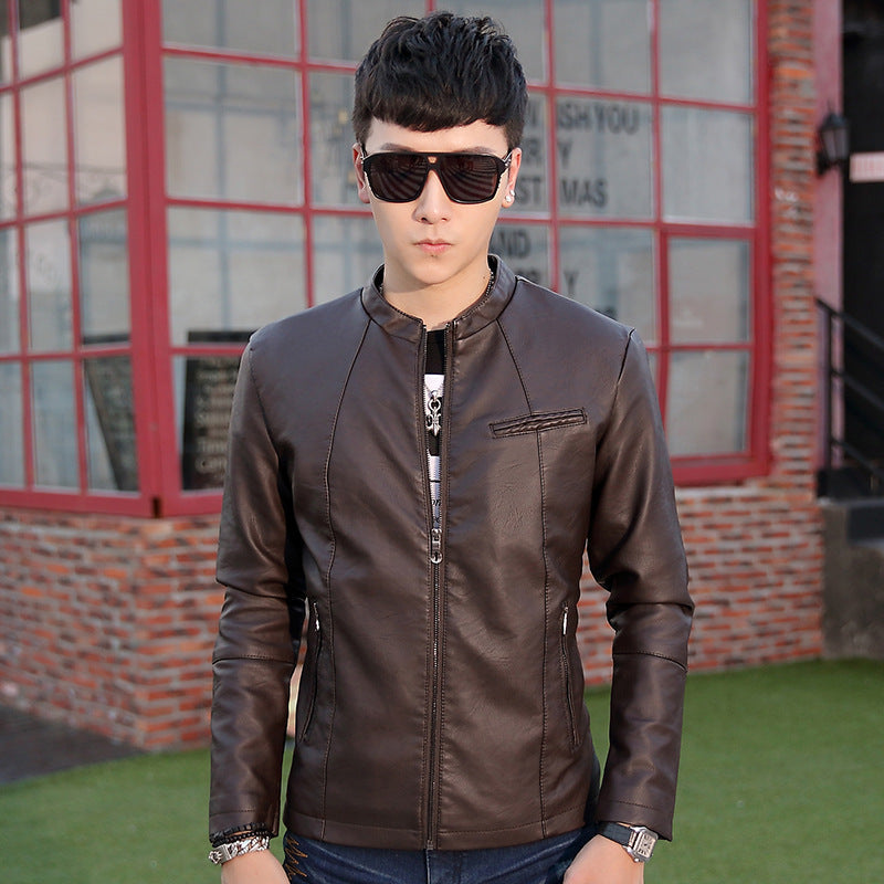Herren Lederjacke Modern Steppdesign Schwarz