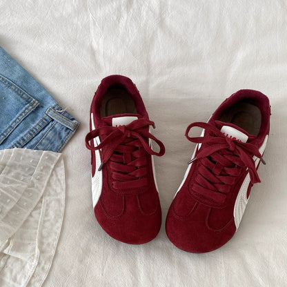 Damen Sneaker Sportlich Veloursleder Bequem Gepolstert