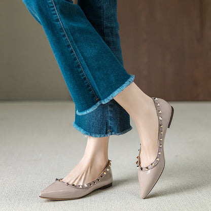Damen Ballerinas Schuhe Elegante Nieten Modisch