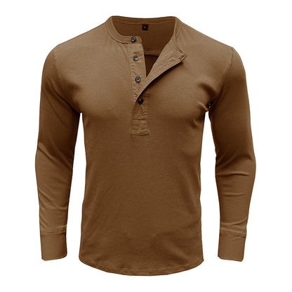 Herren Langarmshirt Knopfvorderteil Modern Strukturiert