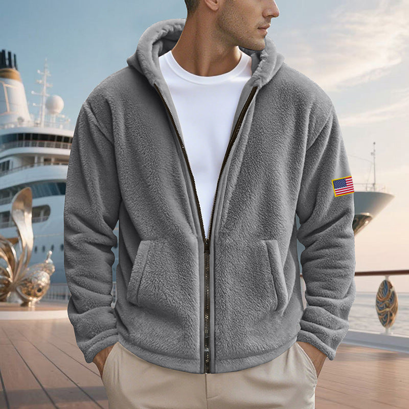 Herren Fleecejacke Warm Hochkragen Taschen