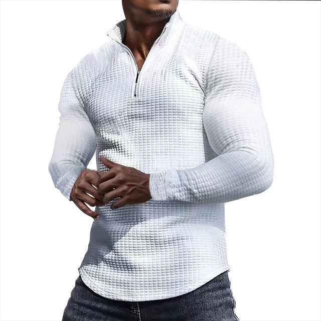 Herren Funktionsshirt Hochkragen Strukturiert Sportlich