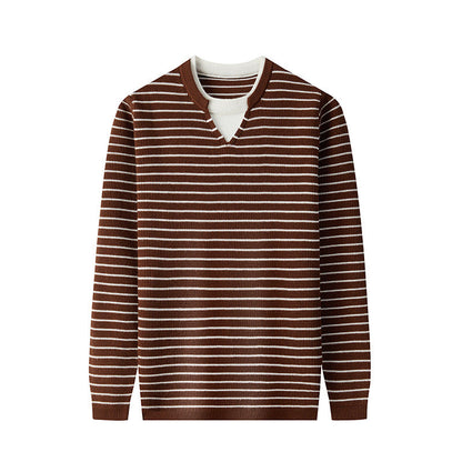 Herren Pullover V-Ausschnitt mit Feinstreifen Modern
