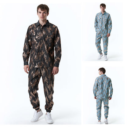 Herren Jogginganzug Glitzer Muster Sportlich Moderne