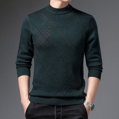 Herren Rollkragenpullover Fein Karomuster Modern