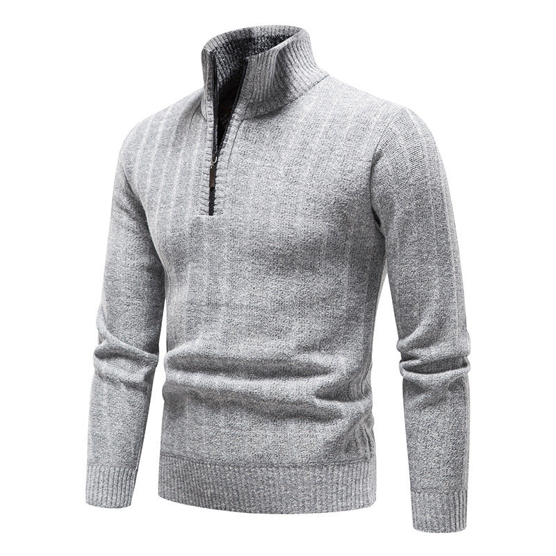 Herren Rollkragenpullover Modern Reißverschluss Pullover Schwarz